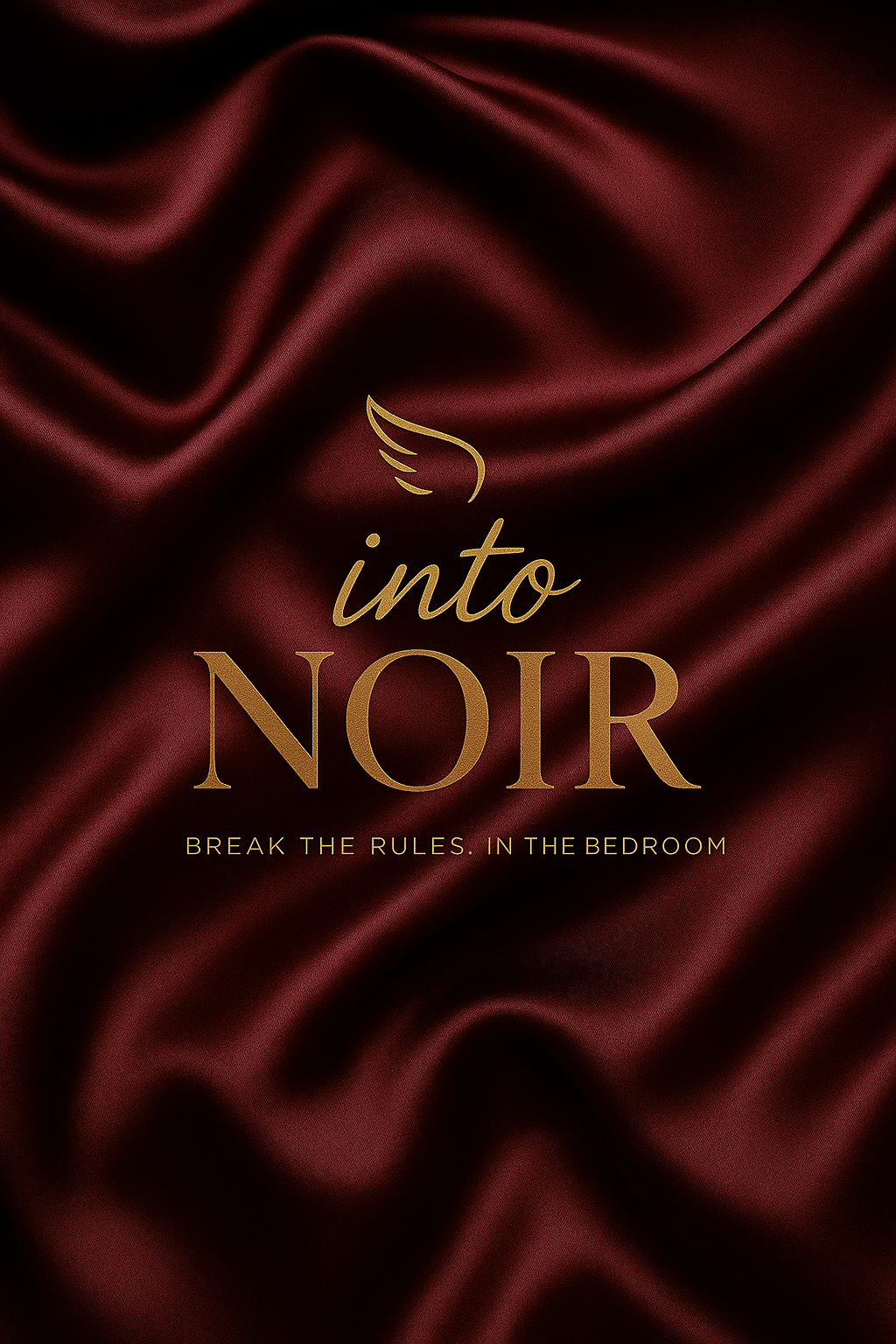 Into Noir logo on burgundy silk