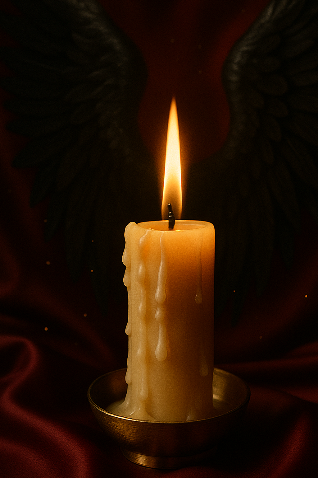 Amber candle glowing in the dark